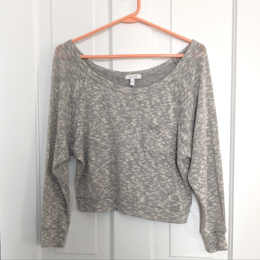 Y2K Delia's Cropped Heather Gray Sweater